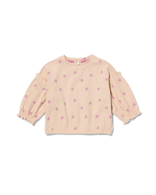 Baby-Sweatshirt, gerippt, Blumen sandfarben sandfarben - 1000032042 - HEMA