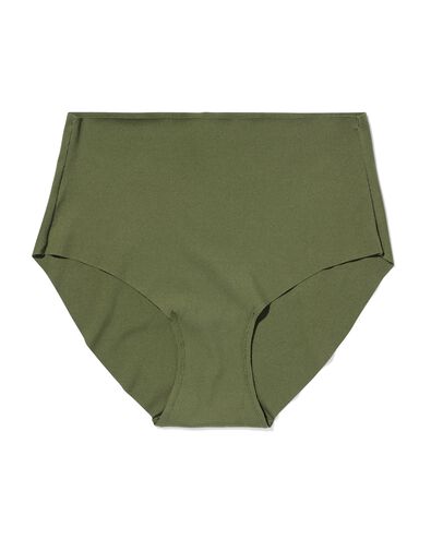 slip femme taille haute microfibre c&ocirc;tel&eacute; confort ultime vert fonc&eacute; - 19602705DARKGREEN - HEMA