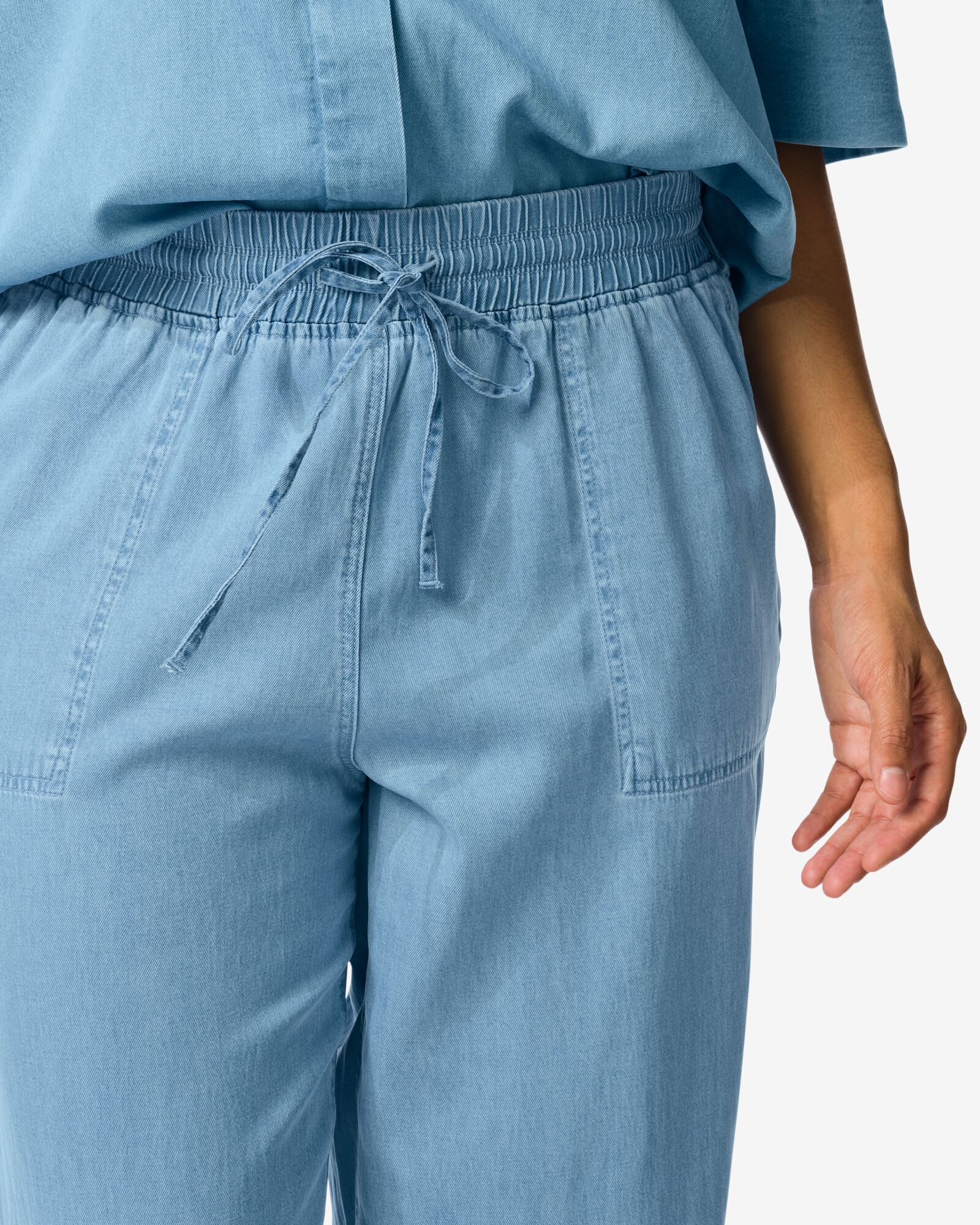 damesbroek Lila wide leg tencel middenblauw middenblauw - 36249485MIDBLUE - HEMA