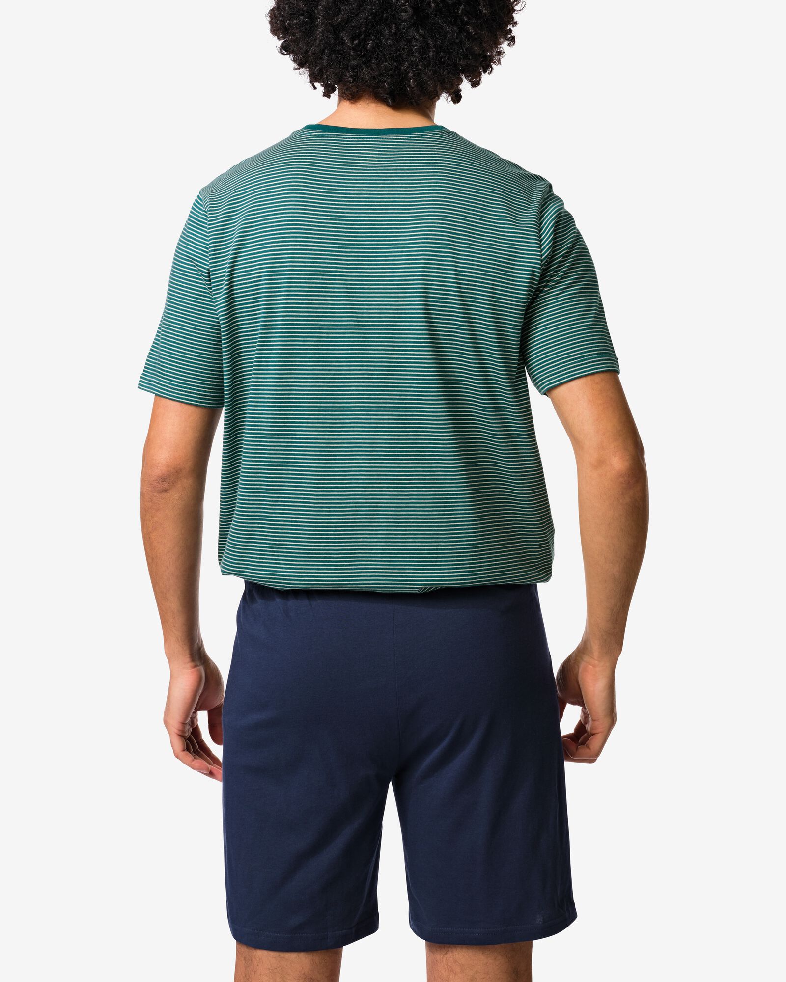 herenshortama Jaap jersey strepen donkergroen donkergroen - 23686520DARKGREEN - HEMA