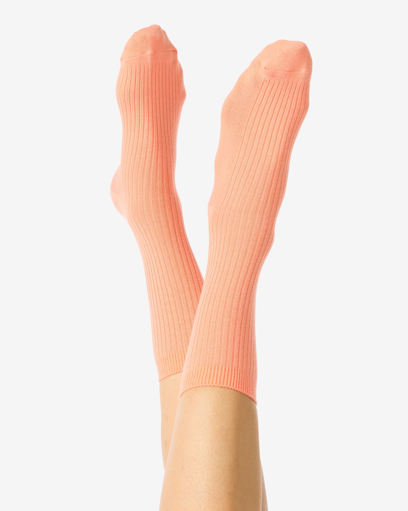 chaussettes c&ocirc;tel&eacute;es femme orange clair - 4290470LIGHTORANGE - HEMA