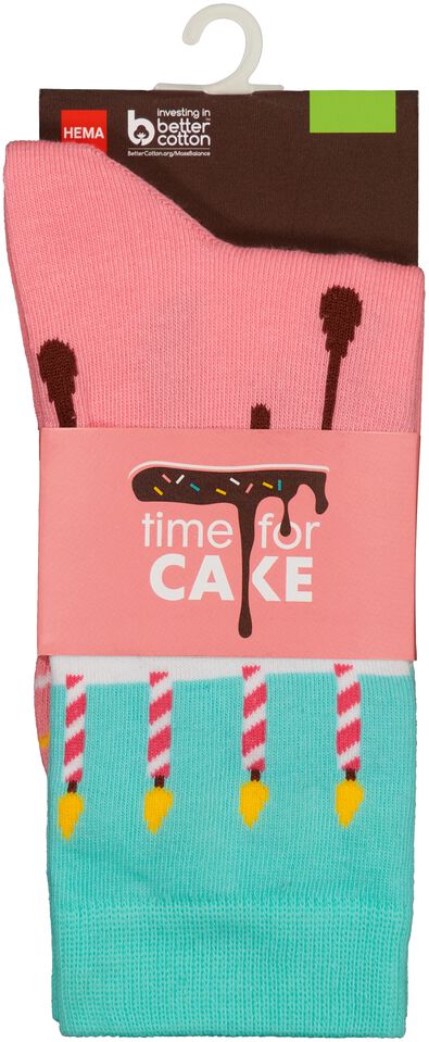 chaussettes avec coton time for cake rose rose - 1000029353 - HEMA