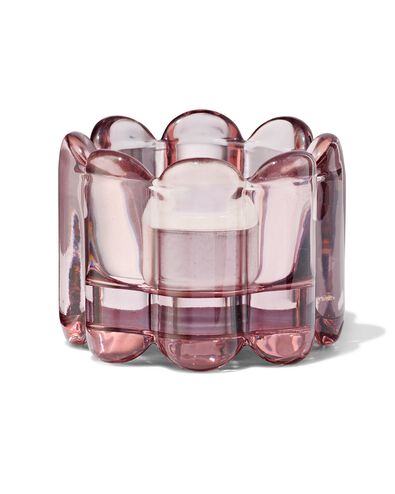 sfeerlichthouder glas ribbel roze - 13325047 - HEMA