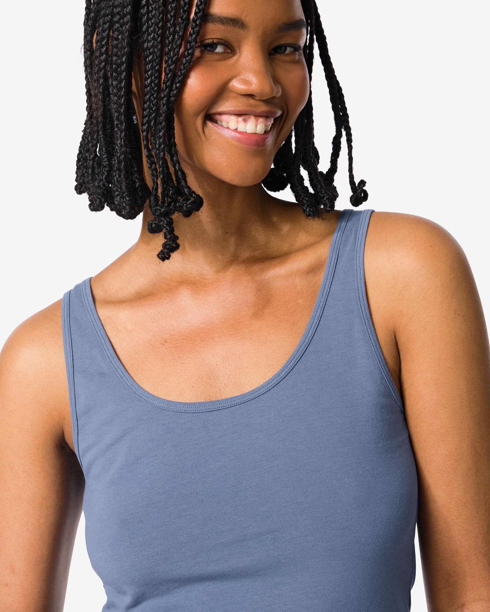 Damenunterhemd aus Baumwolle blau L - 19671418 - HEMA