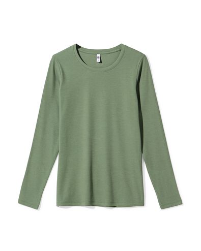 dames T-shirt Clara rib groen groen - 36302290GREEN - HEMA