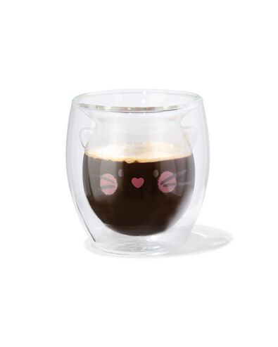 Glas, doppelwandig, 7,2 &times; 6,8 cm, Katze - 61100109 - HEMA