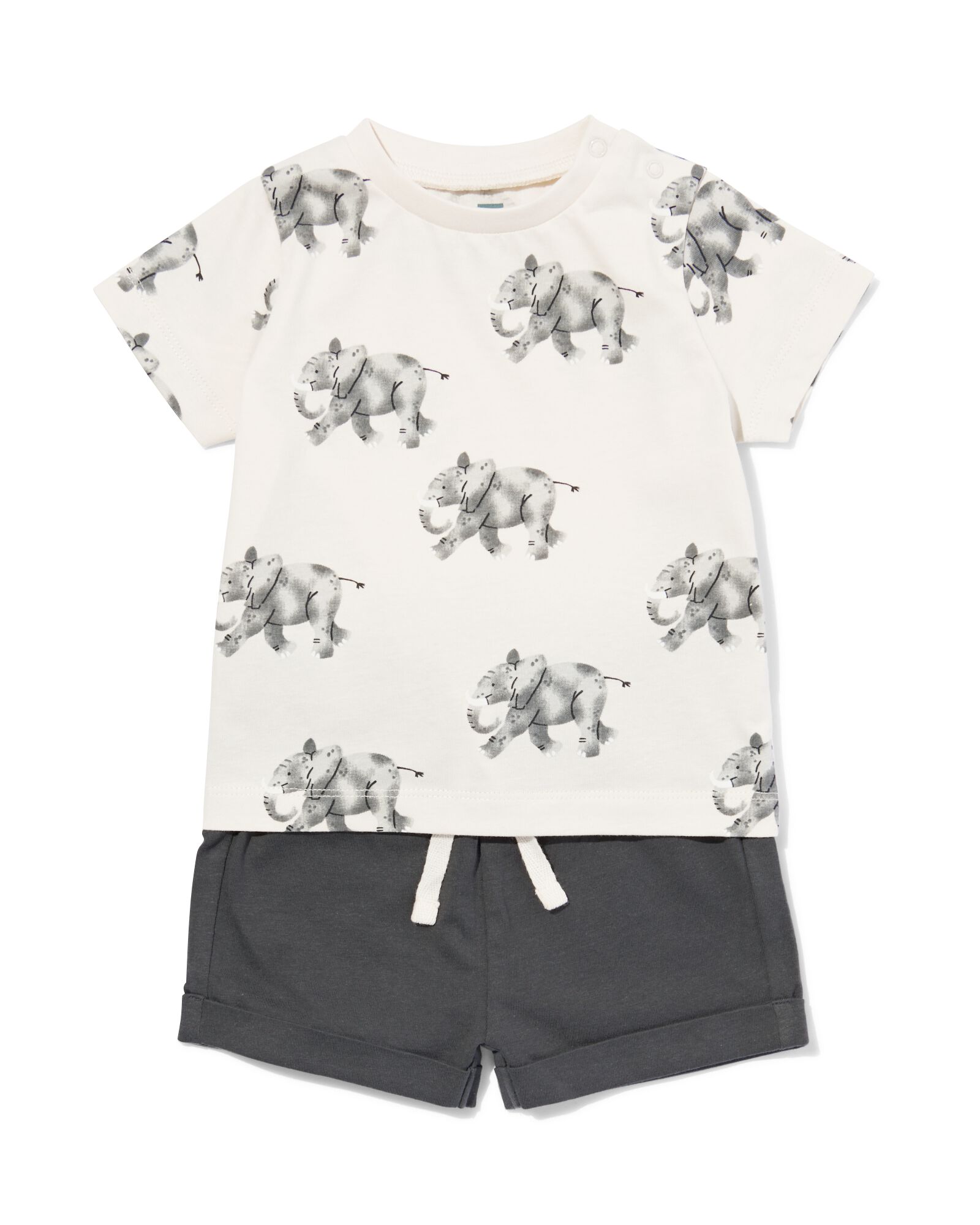 baby kledingset shirt en short katoen olifant - 1000031009 - HEMA