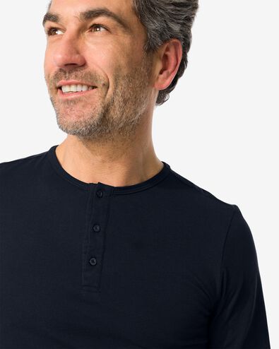 pyjama homme jersey-popeline coton carreaux bleu fonc&eacute; - 23600770DARKBLUE - HEMA