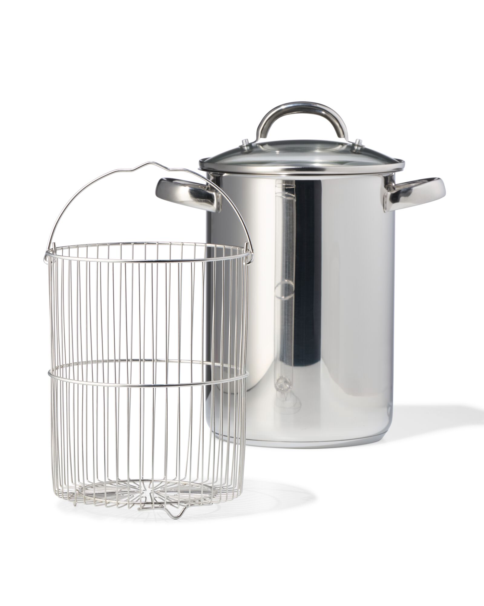 casserole &agrave; asperges 4,4L &Oslash;16 acier inoxydable avec panier d'insertion - 80190213 - HEMA