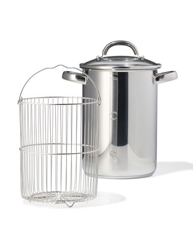 casserole &agrave; asperges 4,4L &Oslash;16 acier inoxydable avec panier d'insertion - 80190213 - HEMA