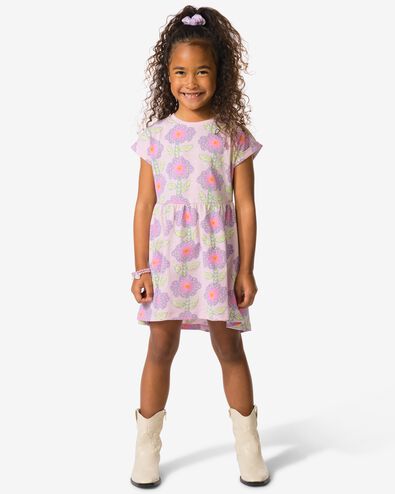 Kinderkleid in A-Linie, gebl&uuml;mt lila lila - 30865904LILAC - HEMA