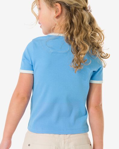 Kinder-T-Shirt, gerippt, Herzen hellblau hellblau - 30827338LIGHTBLUE - HEMA
