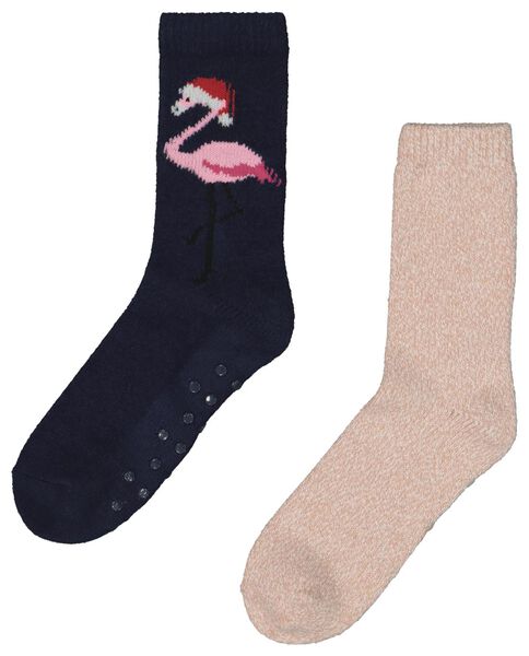 2 paires de chaussettes femme flamant rose bleu bleu - 1000021451 - HEMA