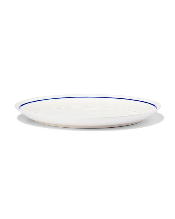 assiette plate Ø26cm - new bone blanc et bleu - vaisselle dépareillée - 9650005 - HEMA