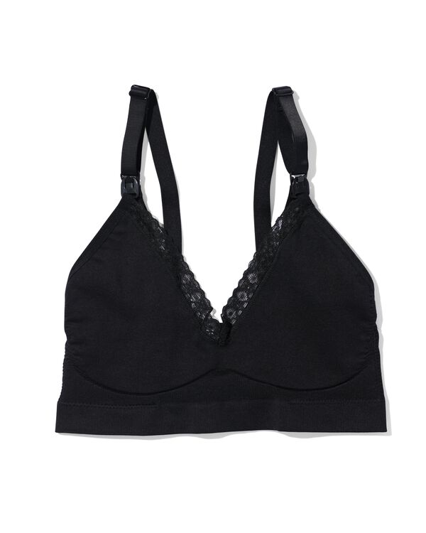 soutien-gorge d'allaitement sans couture avec dentelle noir noir - 21580050BLACK - HEMA
