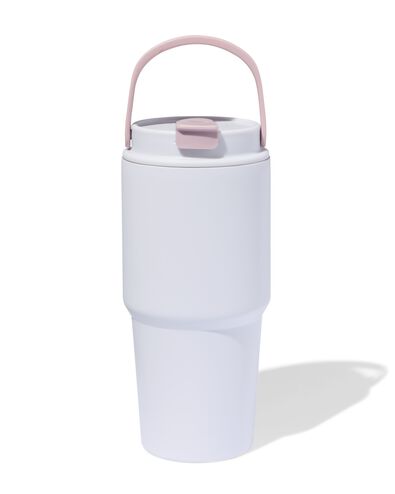 drinkbeker met rietje 600ml rvs lavendel - 80650268 - HEMA