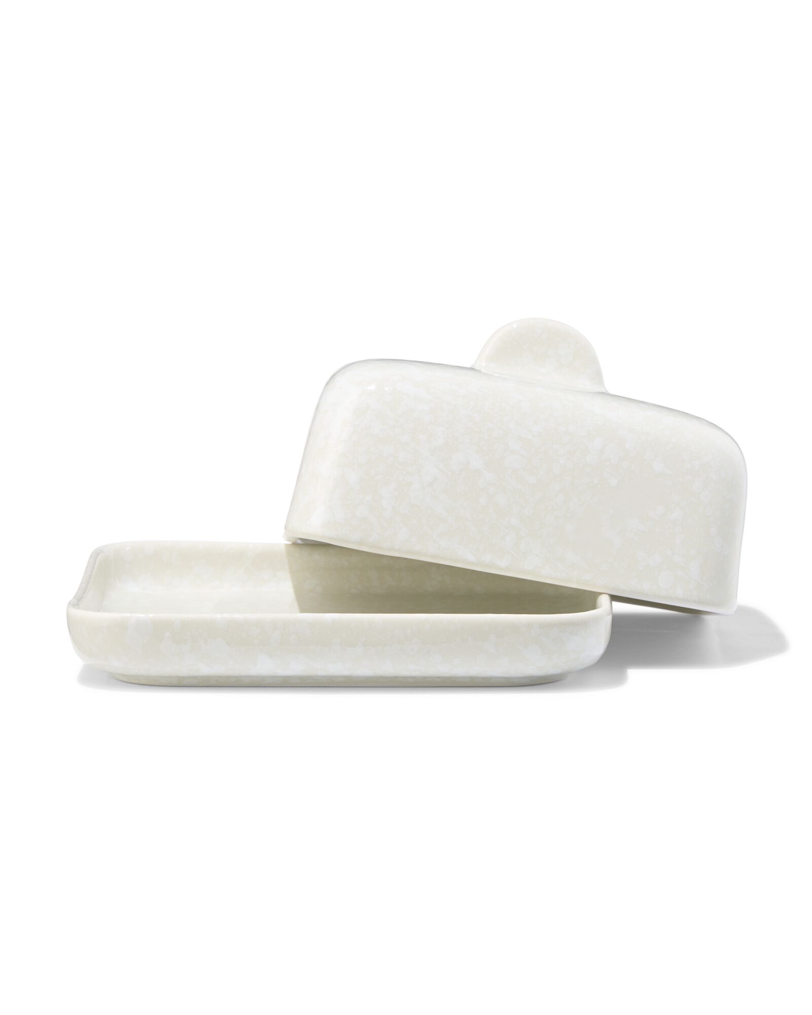 beurrier 14 x 15 x 9cm Trend fa&iuml;ence verte mouchet&eacute;e - 9650356 - HEMA