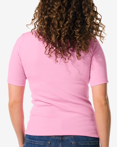 t-shirt femme Clara côtelé rose L - 36259453 - HEMA