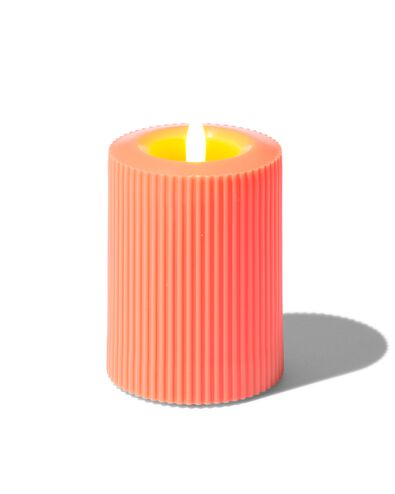 Bougie extérieure LED nervurée Ø7.5x10 orange fluo - 13550079 - HEMA
