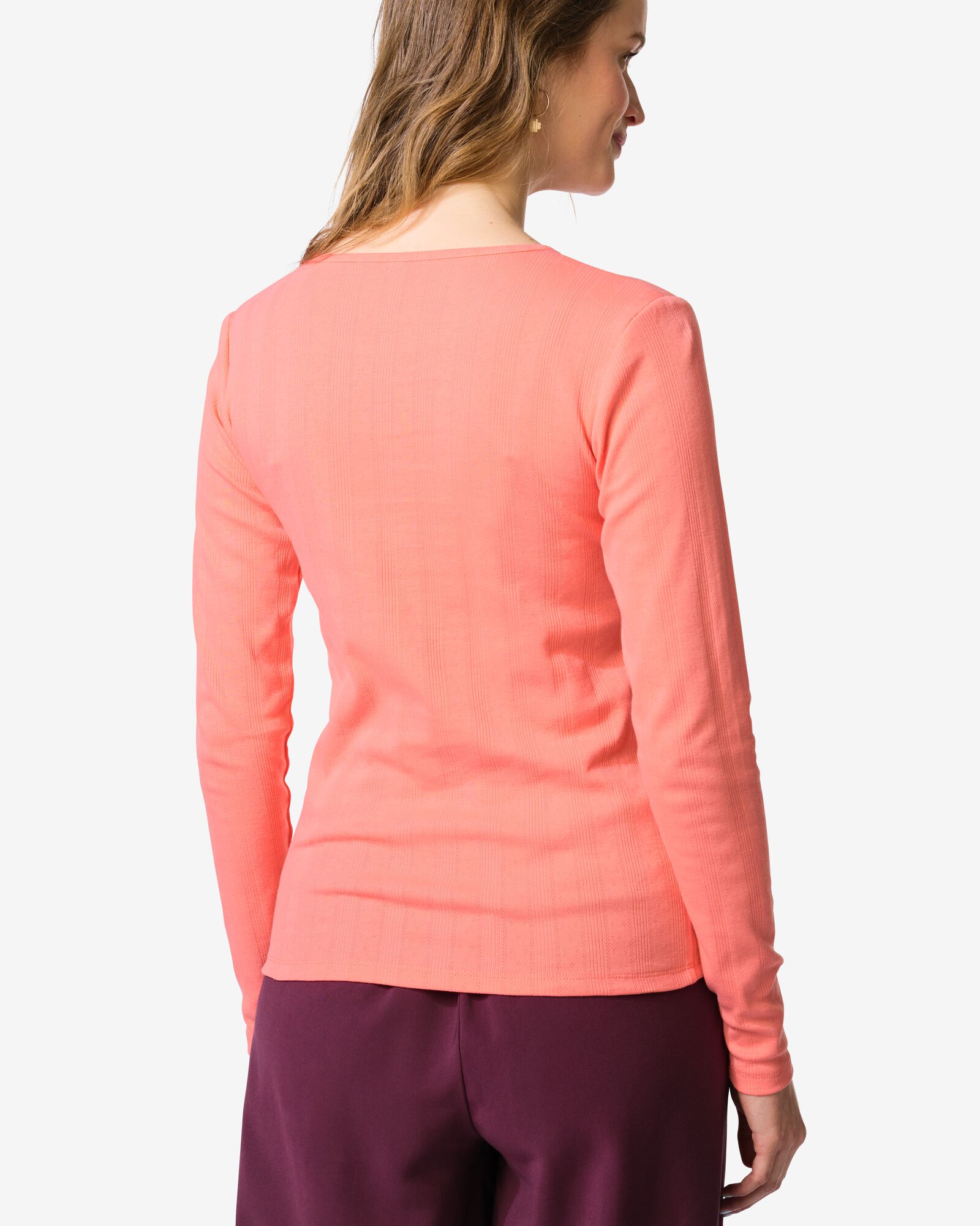 dames T-shirt Colette ajour roze roze - 36207540PINK - HEMA