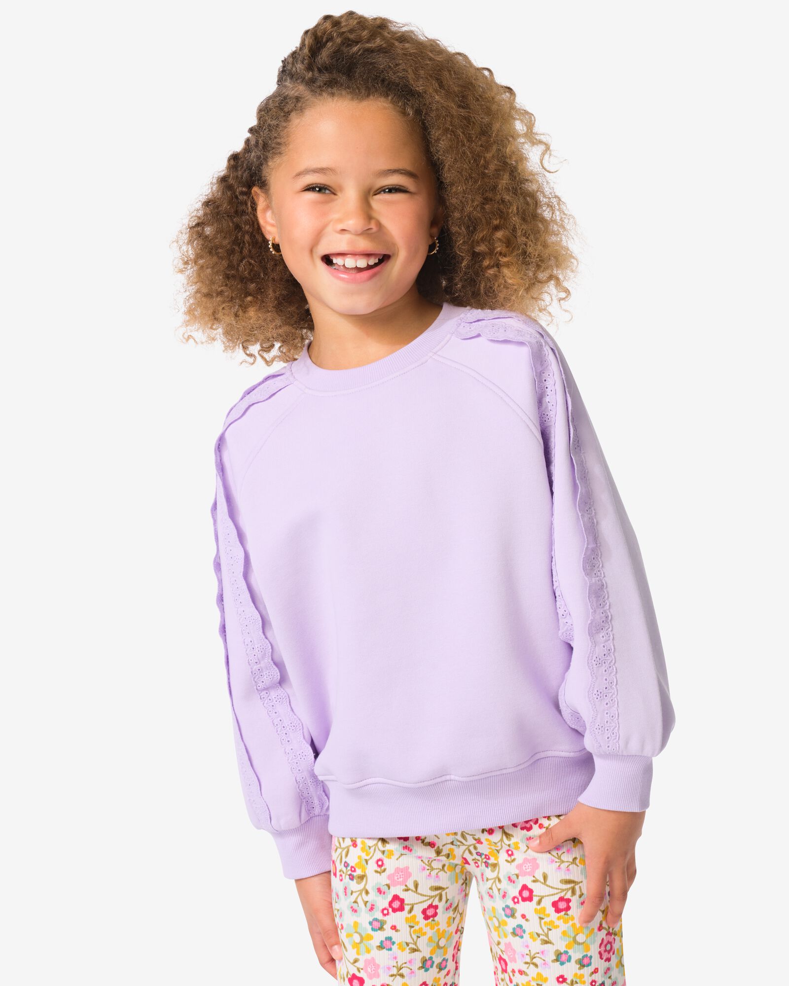 pull enfant broderie  violet violet - 30837251PURPLE - HEMA