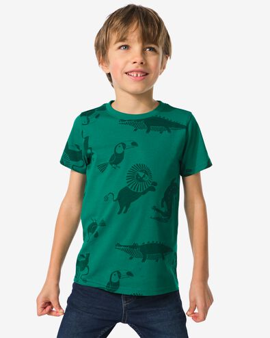 kinder t-shirts dieren - 2 stuks groen 98/104 - 30782278 - HEMA