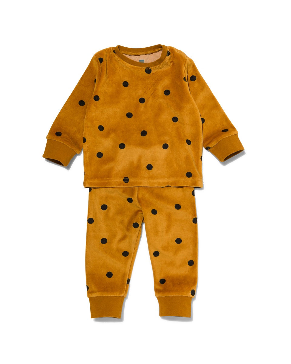 pyjama bébé en velours à pois marron - 1000024785 - HEMA