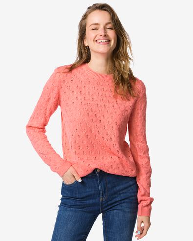 Damen-Pullover Golda, Ajourmuster rosa rosa - 36207570PINK - HEMA