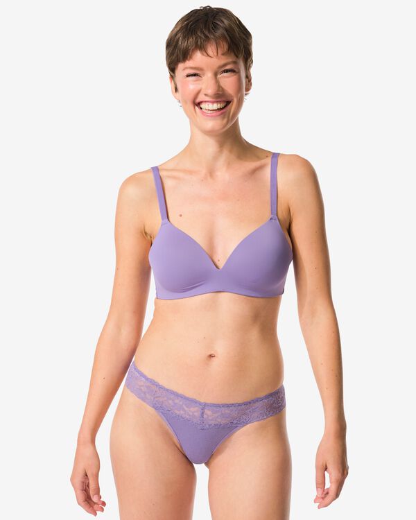 string femme coton et dentelle violet clair - 19611685LIGHTPURPLE - HEMA
