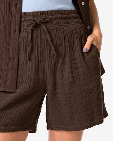 damesshort Kai relaxed fit mousseline donkerbruin donkerbruin - 36304190DARKBROWN - HEMA