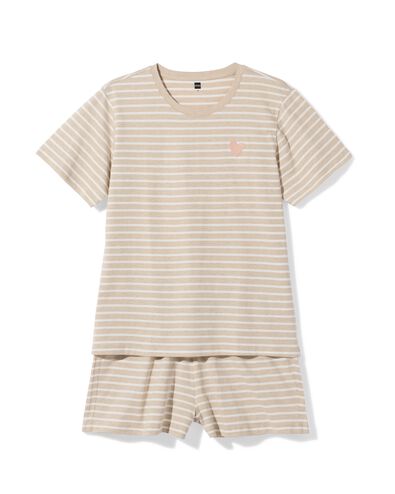 Damen-Kurz-Pyjama aus Jersey gestreift naturfarben naturfarben - 23401530NATURAL - HEMA