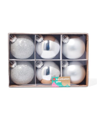 6 boules de Noël en verre argent Ø7 cm - 25103160 - HEMA
