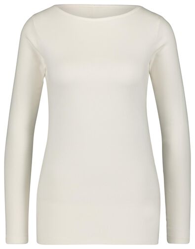 Damen-Shirt, U-Boot-Ausschnitt eierschalenfarben M - 36359858 - HEMA