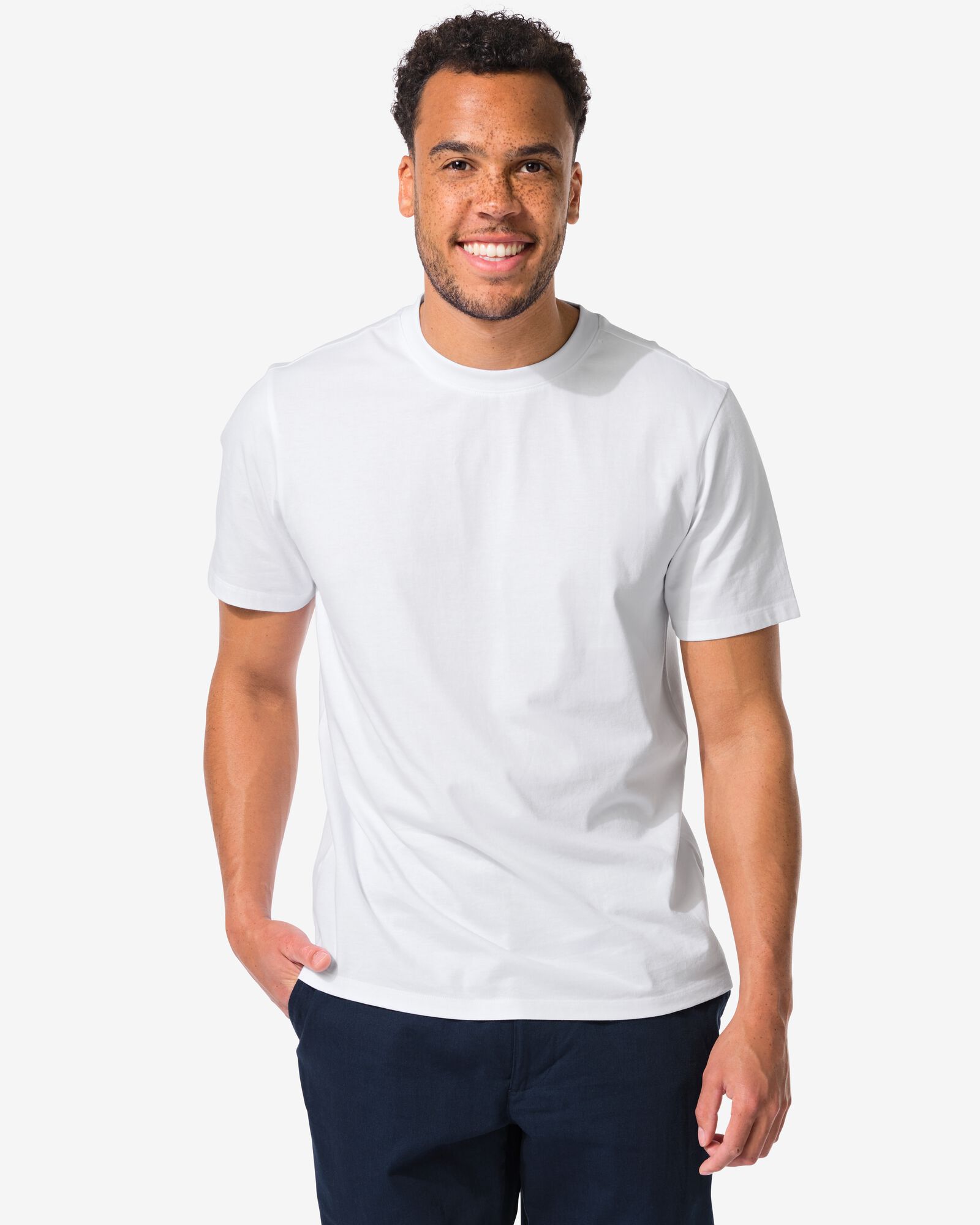 heren T-shirt regular fit wit wit - 2190320WHITE - HEMA