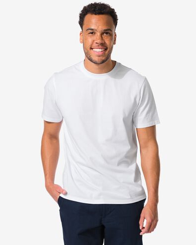 heren T-shirt regular fit wit wit - 2190320WHITE - HEMA