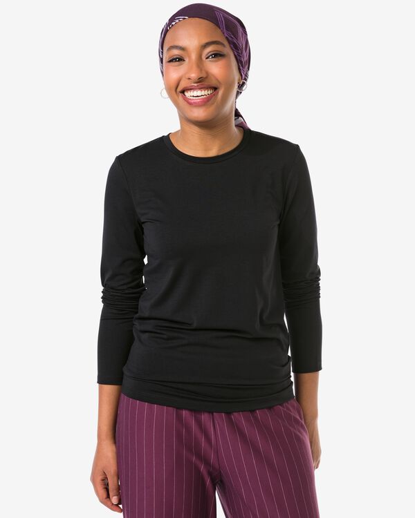 t-shirt femme Lona jersey noir noir - 36206570BLACK - HEMA