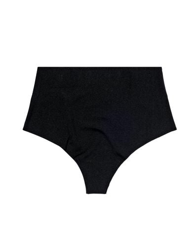 damesstring hoge taille micro rib ultimate comfort zwart zwart - 19620655BLACK - HEMA