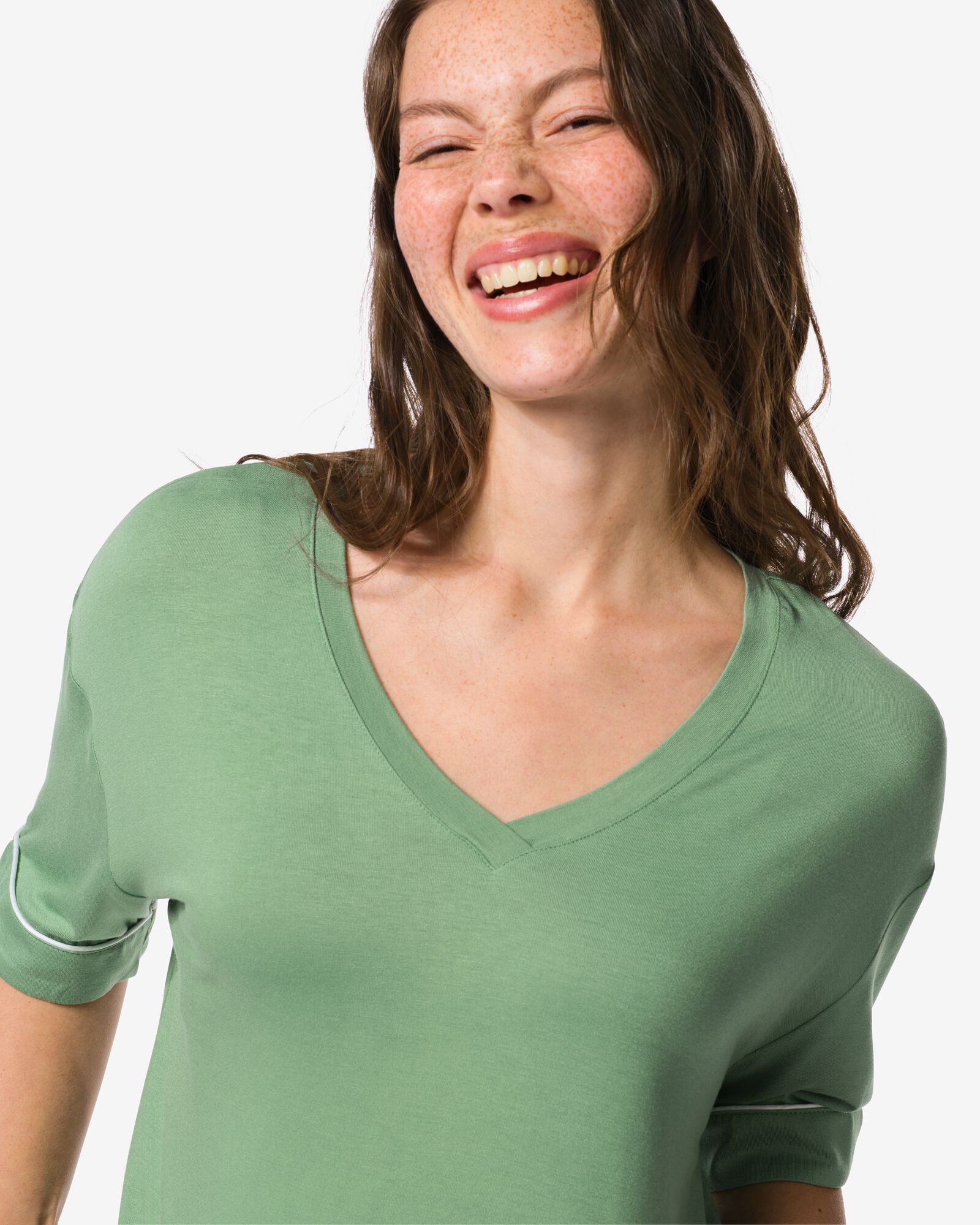 damespyjamatop jersey groen groen - 23400715GREEN - HEMA