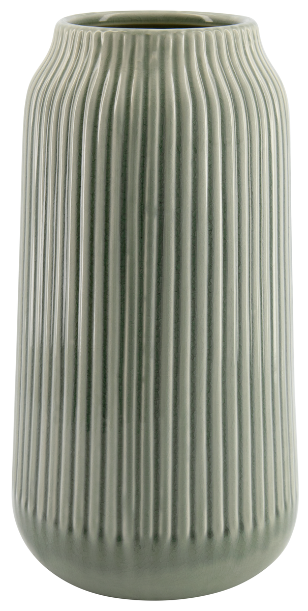 Vase, Ø 16 x 31 cm, Keramik, Rippen, grün - 13321122 - HEMA