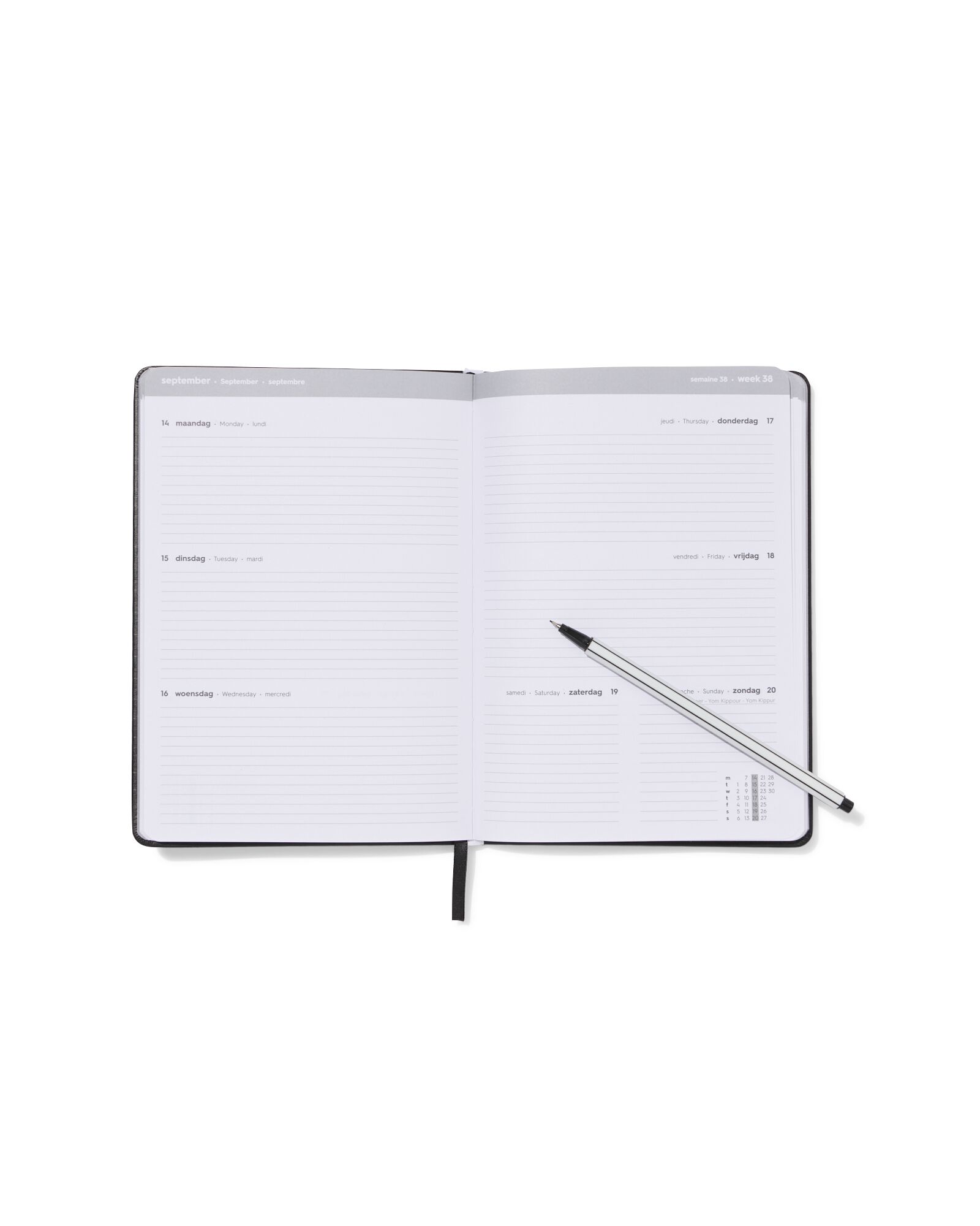 agenda scolaire 2026-2027 15,3x21,5x1,3cm faux cuir noir - 14505646 - HEMA