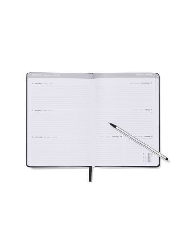 agenda scolaire 2026-2027 15,3x21,5x1,3cm faux cuir noir - 14505646 - HEMA