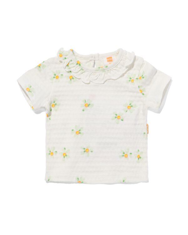 Newborn-T-Shirt, gerippt, Blumen eierschalenfarben eierschalenfarben - 33499810OFFWHITE - HEMA