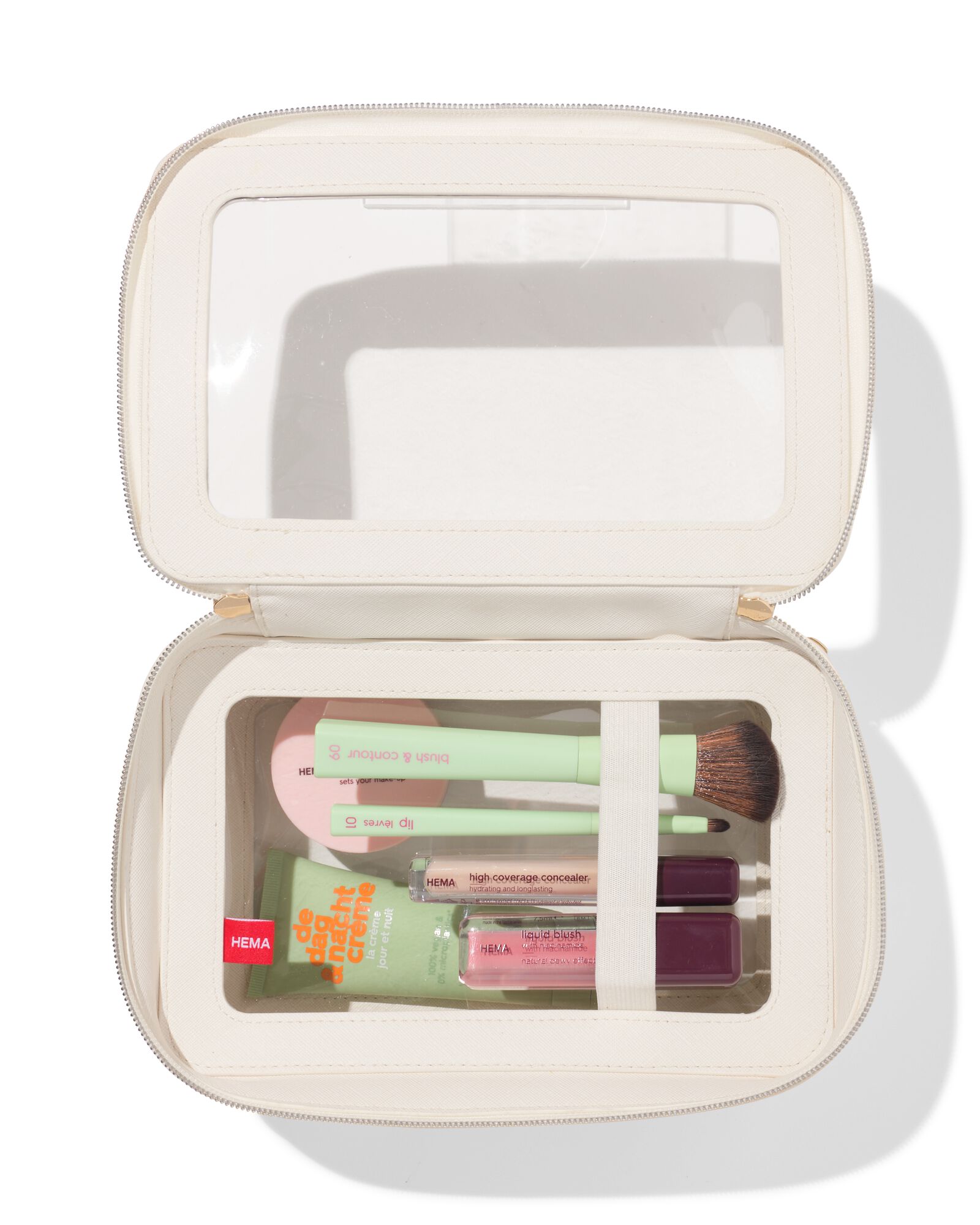 toilettas 23x15x9cm dubbellaags transparant - 11890748 - HEMA