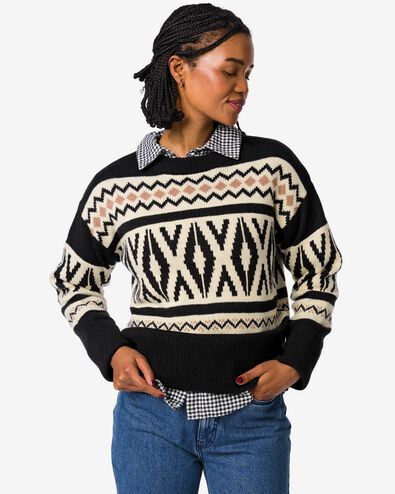 damestrui Oona grafisch zwart zwart - 36205860BLACK - HEMA