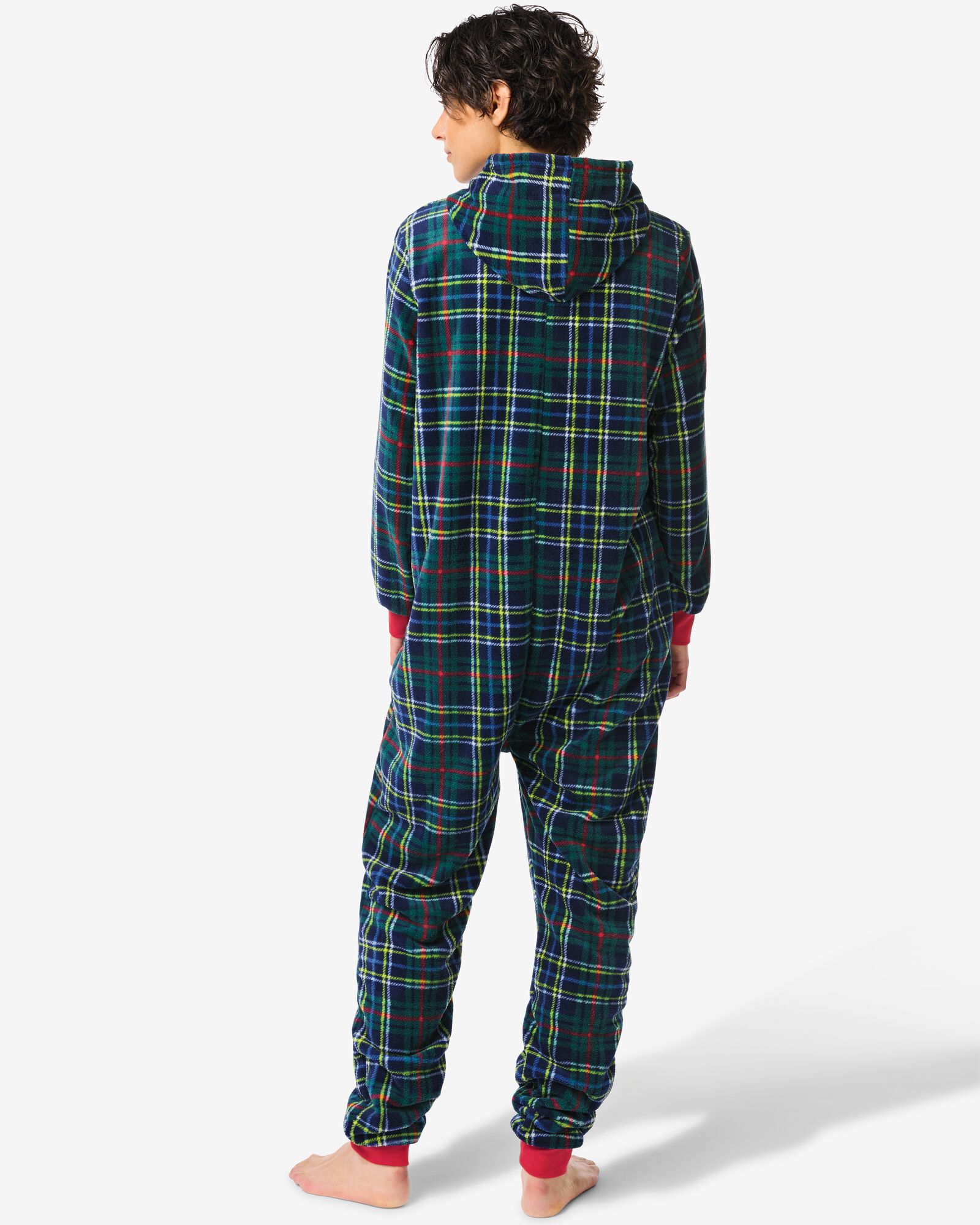 War Child onesie voor volwassenen ruiten donkerblauw - 23400535DARKBLUE - HEMA