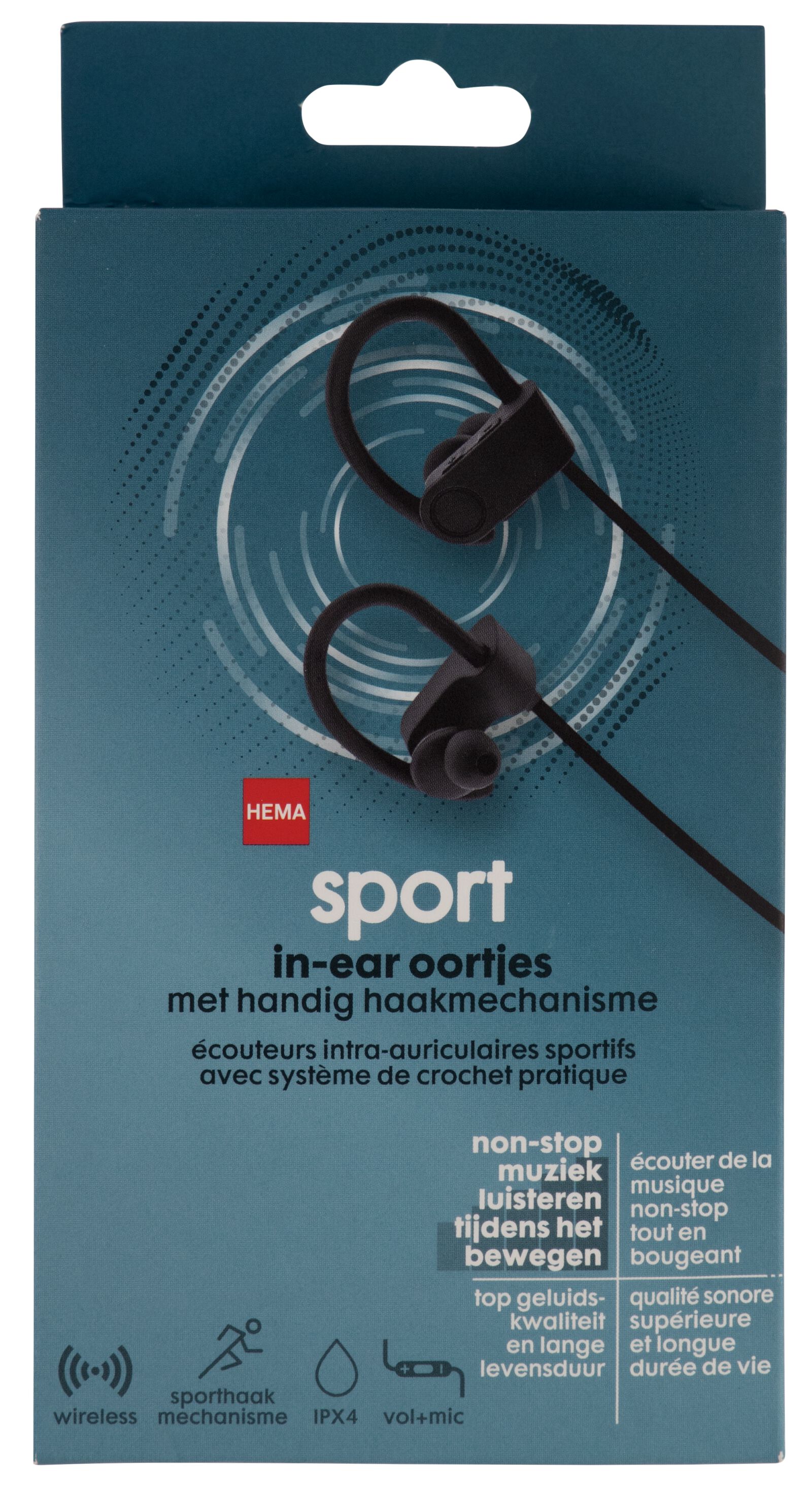 draadloze oortelefoon in-ear sport zwart - 39620030 - HEMA