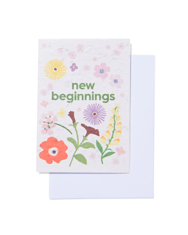 Gl&uuml;ckwunschkarte &bdquo;new beginnings&ldquo; mit Saatgut - 41800632 - HEMA