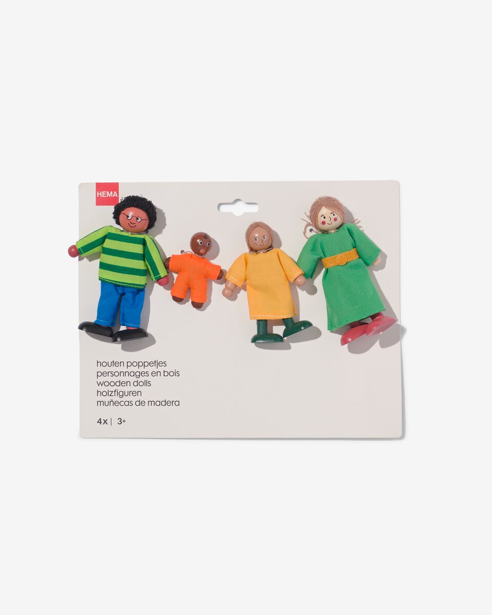 Puppenhausfamilie, Holz, vierteilig - 15130058 - HEMA