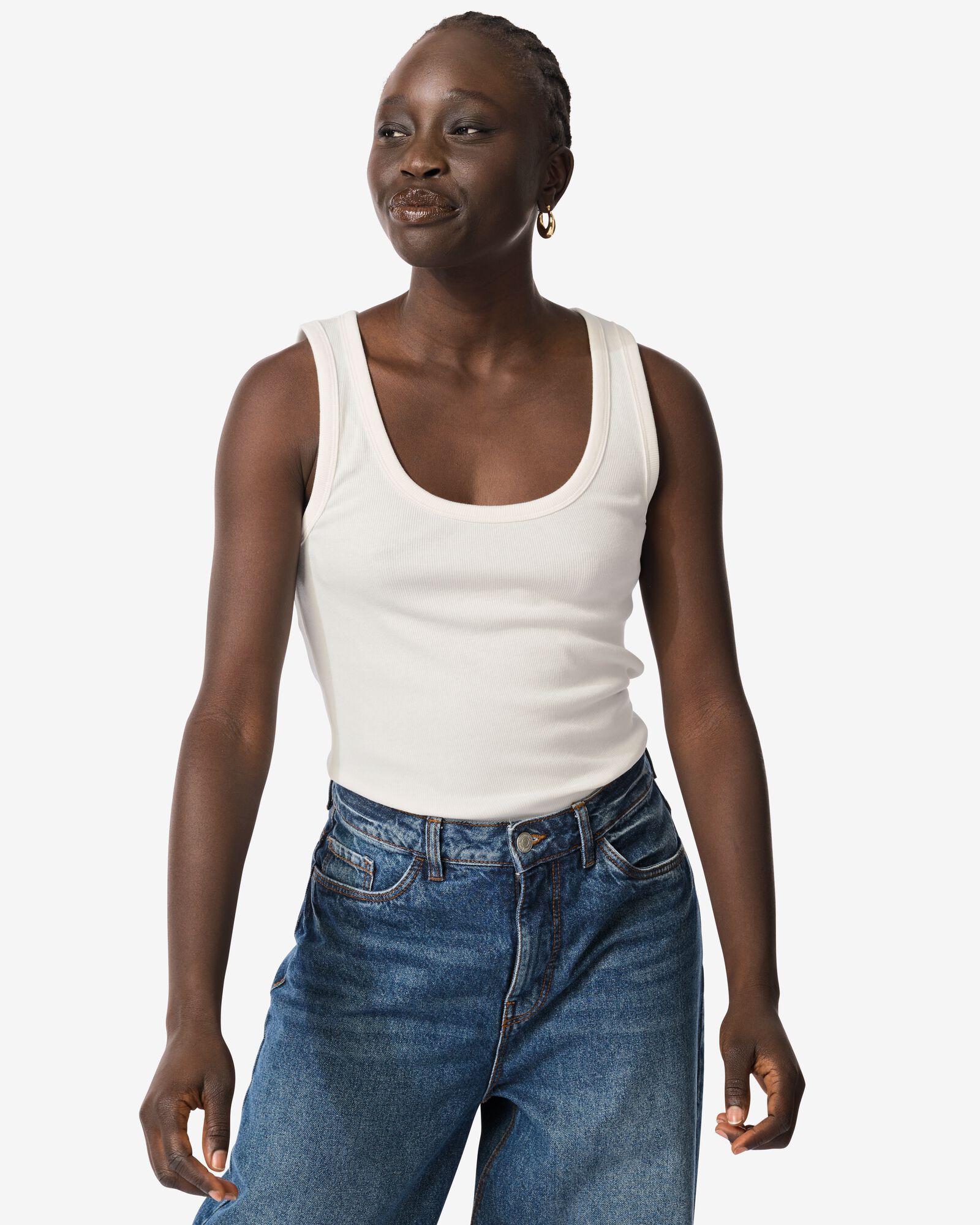 Damen-Top Anouk, Feinripp wei&szlig; wei&szlig; - 1000031338 - HEMA