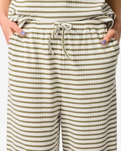 damesbroek Noel wide fit jersey strepen olijf olijf - 36209330OLIVE - HEMA